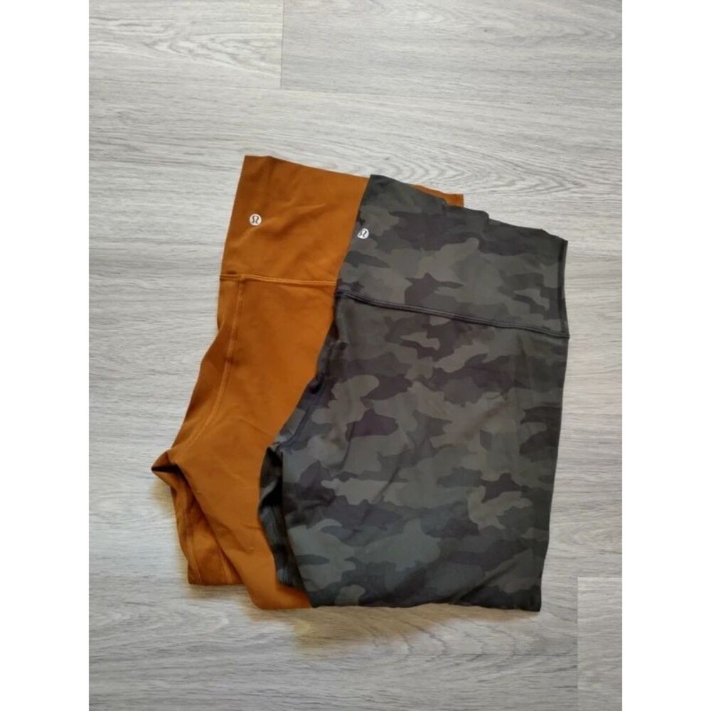 Lululemon Lot Of 2 High Rise Align solid Camo Crop Sz 20